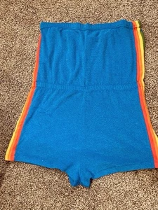 Vintage 70s 80s Rainbow Terry Romper Shorts Tube Top Medium Fancy This Pride - Imagen 1 de 6