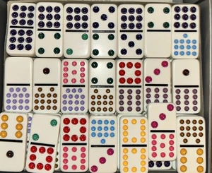 Vtg 1994 Cardinal Dominoes 130 Pieces XL Color Dots/Vinyl Case/Org Instructions - Picture 1 of 5