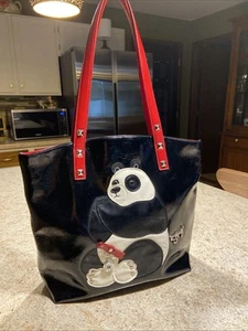 Original By Sharif 1827 Panda Leather Tote Black/red - Picture 1 of 16