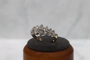 9ct Yellow Gold Diamond Cluster Ring - Size K - UK Hallmark - Picture 1 of 12