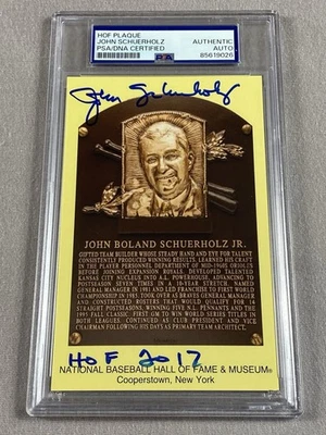 ATLANTA BRAVES- JOHN SCHUERHOLZ AUTOGRAPH HALL OF FAME PLAQUE CARD PSA SLAB 026 - Image 1 of 2