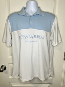 Yves Saint Laurent YSL Poure Homme Polo Shirt Big Logo Vintage Size M Men - Picture 1 of 11