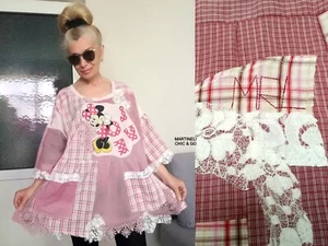 ÜBERGRÖSSE MINNIE MOUSE HEMDBLUSENKLEID 3XL MAXI KARIERT BAUMWOLLE TUNIKA KLEID LOCKER TOP - Bild 1 von 17