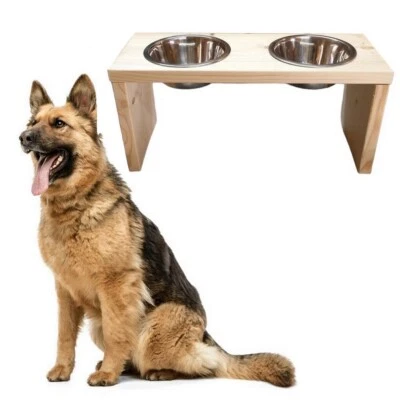 Futterstation Doppelnapf Holz Ständer Hundenapf Katzennapf Hundebar Pet 22,5cm - Bild 1 von 4