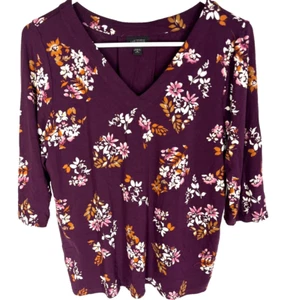 J. JILL Wearever Collection Shirt Size P Medium Purple Floral Slub Stretch - Picture 1 of 5