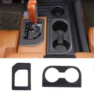 Matte Black Console Gear Shift Panel Trim & Cup Holder For Toyota Tundra 2014-21 - Picture 1 of 9