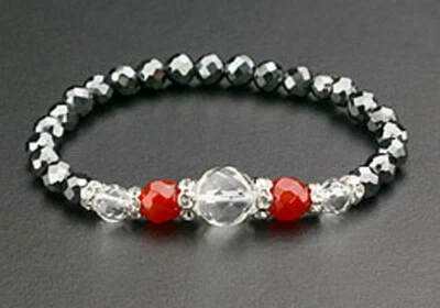 Magnetic Bracelet Hematite Bead Red Crystal Stretch Healing Therapy Stone - Image 1 of 3