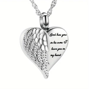 Urn Angel Wings Cremation Ashes Necklace Memorial Jewellery Pendant Keepsake - Picture 1 of 10