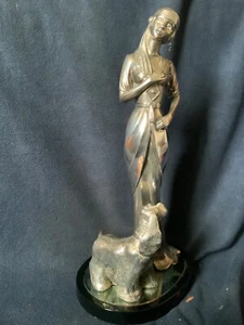 Brumal Lady with Dog Sculpture Italy Marked Sterling 925 - Picture 1 of 10