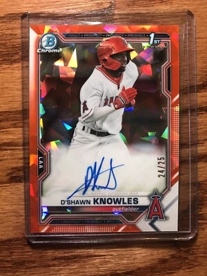 2021 Bowman Chrome 1st Sapphire D'SHAWN KNOWLES Orange Refractor Auto /25 ANGELS - Image 1 of 4