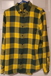 Camisa para hombre Vans Classic Fit abotonada a cuadros verde amarillo franela LS talla S - Imagen 1 de 8