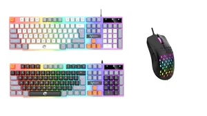 RGB Mechanical Ergonomic 104 Key Keyboard And Mouse For PC/PS4/PS5/Xbox - Picture 1 of 15