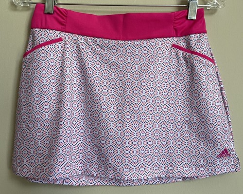 Gonna da golf Adidas Ruffled Skort ragazza M stampa rosa shock vita elastica nuova con etichette RFID