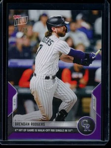 2022 Topps Now #749 Brendan Rodgers Purple Parallel Card #d 6/25 - Picture 1 of 2