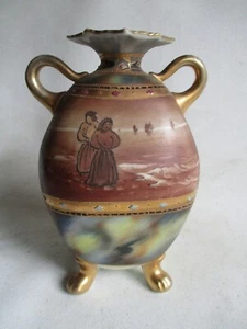 Nippon handbemalt Doppelgriff Vase antik - Bild 1 von 9