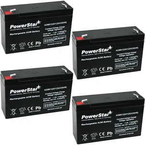PowerStar AGM6V12 6V 12AH Battery Replacement for Jasco RB6121 - 4 Pack - Picture 1 of 8