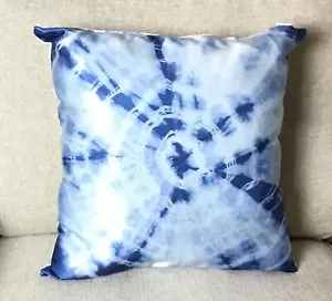 BLUE DECORATIVE TIE DYE PRINTED THROW PILLOW COVER 20X20” - Picture 1 of 3