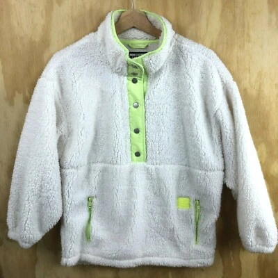 Suéter Justice Girls Talla 14/16 Sherpa Acogedor 1/4 Cremallera a Presión Crema Verde Lima Foto 1 de 4