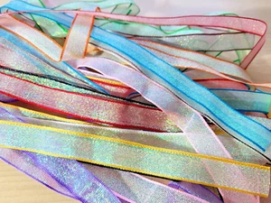 Glitter Craft Ribbon 10x L1m W12mm Bright Colours Gift Wrap Crafting 10 Metres - Picture 1 of 8