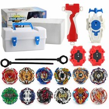 12PC Beyblade Burst Set Spinning Grip Launcher + Portable Storage Box Case Xmas