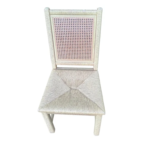 Vintage Mid 20th Century Natural Color Wrapped Wicker Side Chair Cover