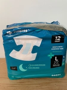 New Sunkiss 11ct Unisex Maximum Absorbency Briefs with Adhesive Tabs White Large - Picture 1 of 8
