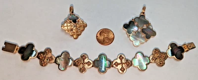 VINTAGE BARSE THAI 925 STERLING SILVER LOT BRACELET & 2 PENDANTS VERMEIL - Image 1 of 4