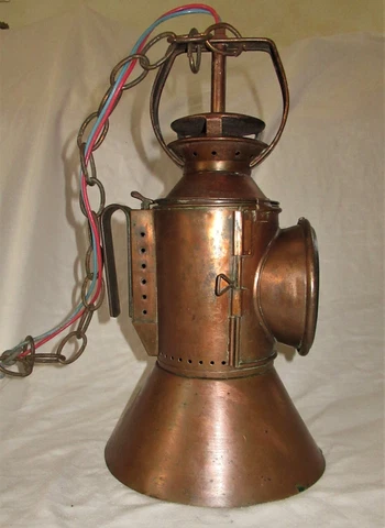 VINTAGE SCONCE PENDANT MARITIME SHIP's IRON / COPER CEILING WALL FIXTURE 1950 Cover