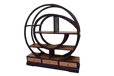 Libreria in  teak con 3 cassetti bicolor a spirale cm 155x38x170 h - Immagine 1 di 3