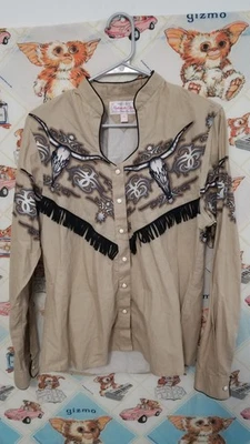 Vintage 90s Panhandle Slim Fringe Womens M Aztec Western Cowgirl Pearl Snap - Image 1 of 4