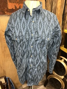 Mens Wrangler Large Snap Button Western Shirt Used Good Condition - Picture 1 of 6
