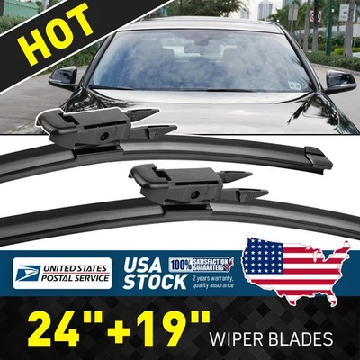 For BMW 340i 2016-2018 24"+19" All Season Rubber Front Windshield Wiper Blades - Imagem 1 de 4