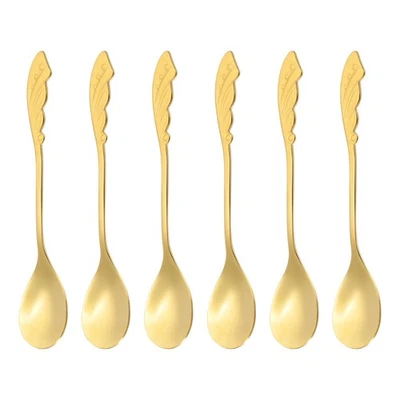 6pcs Coffee Spoons, Wings Tea Spoons Stainless Steel, Gold - Image 1 of 4