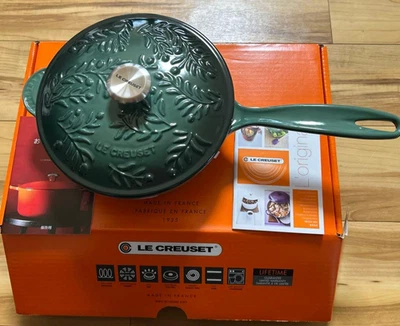 Le Creuset Saucier Olive Branch Relief Artichoke Green One-handed 21cm Saucepan - Image 1 of 4