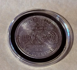 1974 World Trade & Commerce US Silver Corp .999 Bullion 1 Oz 31.1 Gram Art Round - Picture 1 of 2