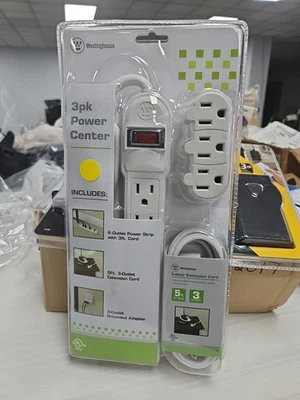 Westinghouse 3 Piezas Centro de Alimentación Tira, Cable de Extensión, Adaptador de Pared NUEVO Foto 1 de 4