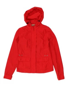 WOOLRICH Womens Hooded Rain Jacket UK 12 Medium Red Cotton CT02 - Picture 1 of 5