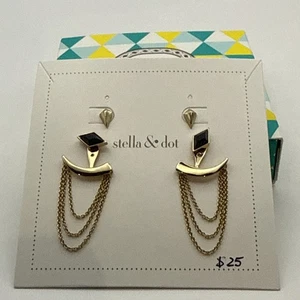 STELLA & DOT Gold Drape Ear Jacket Stud Earrings 4-in-1 - Picture 1 of 6