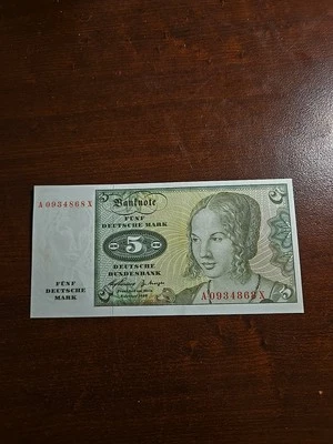 Billete de 5 marcos de Alemania 1960 Foto 1 de 3