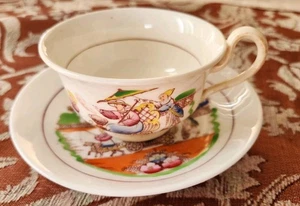 Antica tazza/piattino Hilditch & Son Chinoiserie c1820 CANE DANZANTE SIGNORA LIRA - Foto 1 di 18