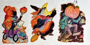 Decorazione Cartone Zucca Scheletro Strega Die Cut Halloween Vintage Kirk *Leggi - Foto 1 di 12