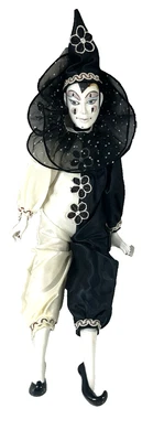 HARLEQUIN Porcelain Doll Jester Clown White And black Costume. RETO,  MCM - Image 1 of 4
