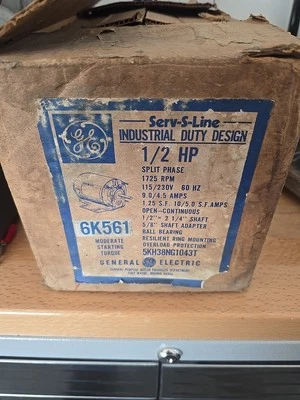 Motor General Electric Industrial 1/2 HP 5KH38NG1043T NOS Foto 1 de 4