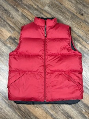 LL Bean Vest Men's XLT Tall Red Black Goose Down Puffer Reversible Pocket Zip - Image 1 of 4