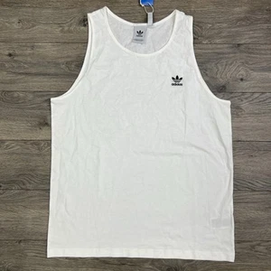 Adidas Tank Top Size Medium Mens White Originals Essentials Logo Trefoil - Picture 1 of 6