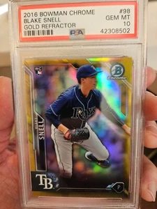2016 BOWMAN CHROME GOLD REFRACTOR BLAKE SNELL PSA 10 RC #d 39/50 - Picture 1 of 2