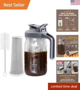 Ergonomic Handle 32oz Glass Pitcher for Iced Tea and Lemonade - Safe and Stylish - Picture 1 of 8