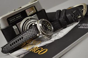 CORREA RELOJ 26 24 22 MM GENUINA PIEL PITON NEGRO MATE APTA PANERAI ETC MA STRAP - Imagen 1 de 12