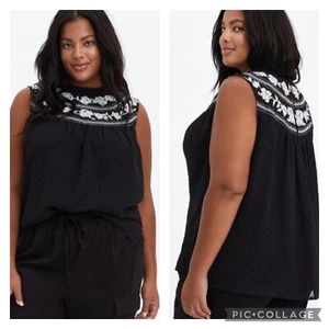 Torrid Clip Dot Embroidered Chiffon Sleeveless Top Size 5X - Picture 1 of 8