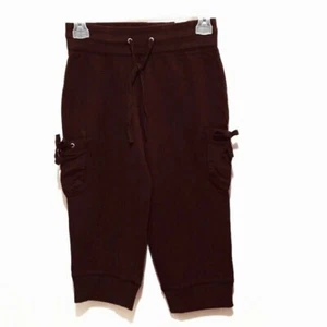 Limited Too Girls Sz Reg 10 Brown Pull On Knit Cargo Capris, Banded Hems - Picture 1 of 8